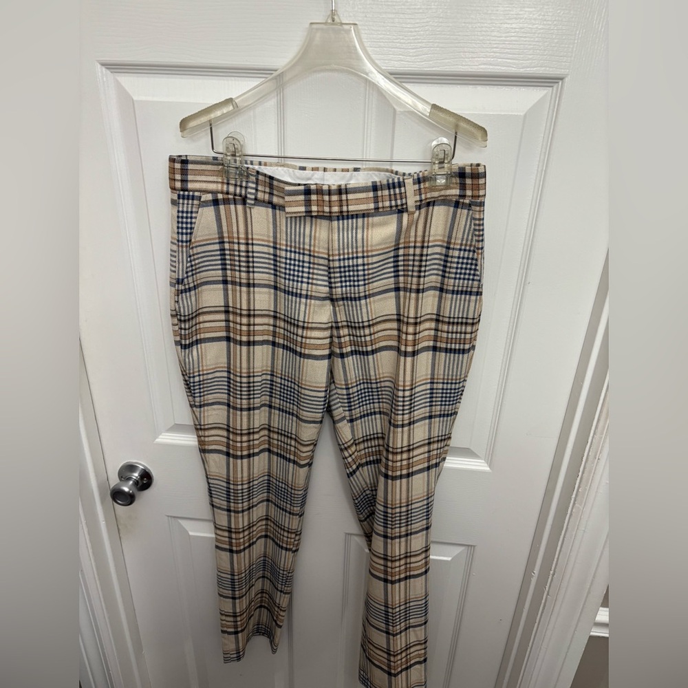 Boohoo Mens 70s Vintage Retro Vibe Plaid Pants, 32R